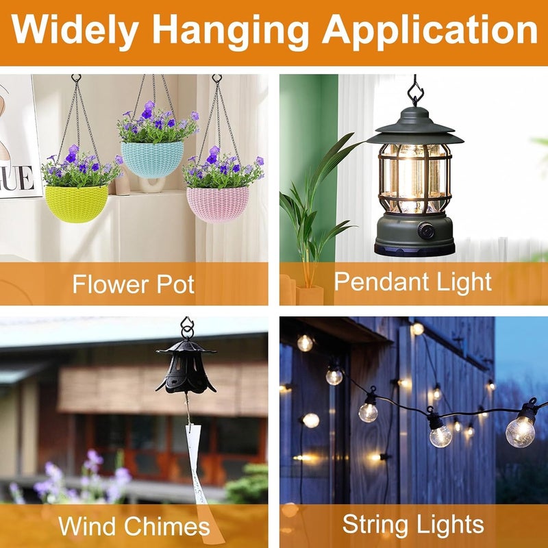 VAZOCA 42 Pcs Screw Hooks for Outdoor String Lights, Q-Hanger Hook with Safety Buckle, Patio Wall Ceilling Square Eye Cup Hook for Hanging Plant Pots Christmas Decor Wire Fairy Led, Wind Nut Driver, Black - Image 5